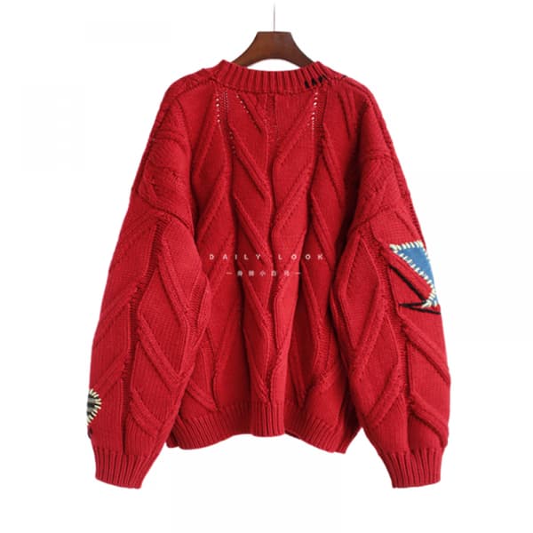 Dam Jul Tröja Pullover Tröja Jumper Rund Hals Ribbad Stickning