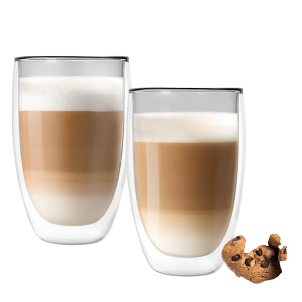 Set med två termoglas, 460 ml, dubbla väggar, för kaffe