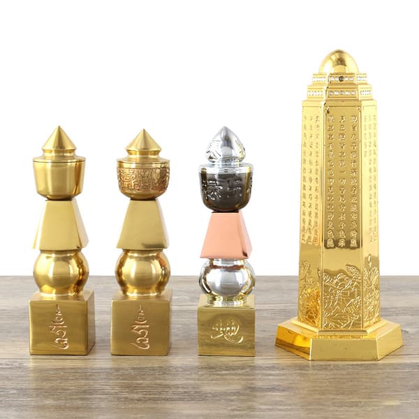 Buddhistisk Feng Shui Messing Fem Element Pagode Amulet Pagode Himmel C