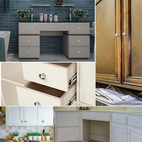 Silver Drawer Handles 30mm Round Knobs 25-pack Compatible with Furniture Cabinets Wardrobe Kitchen