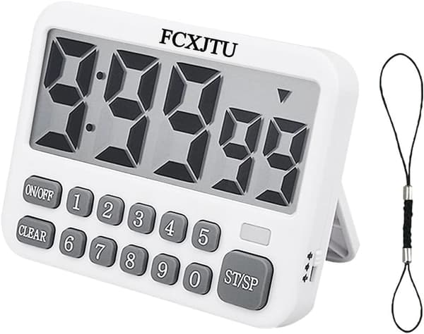 Multifunksjonell digital timer, intervalltimer for økt produktivitet, nedtellingstimer for ulike aktiviteter, minnefunksjon for brukere