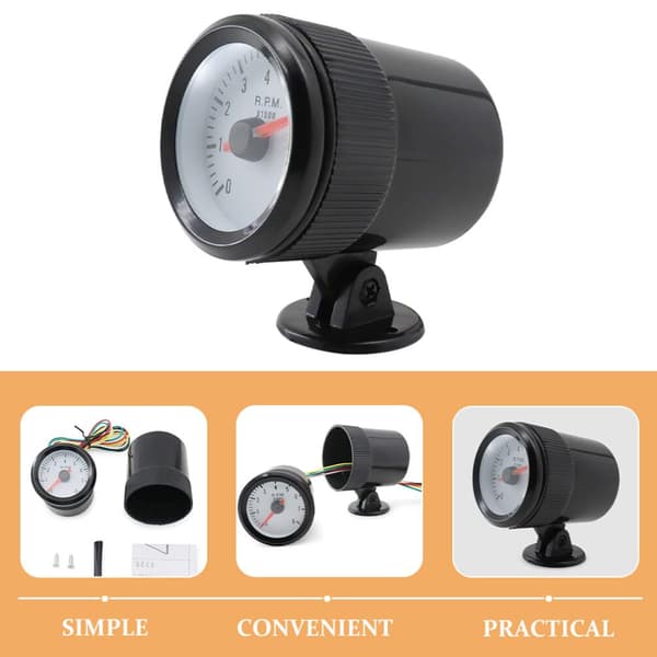 2 tommer 52mm omdrejningstæller til bil lyseblå sort cirkel 0-8000 RPM egnet til 1 til 8 cylindre