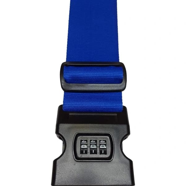 Personalized Luggage Strap - Secure Luggage 180cm x 5cm with Lock - Printed (Blue with Lock)
