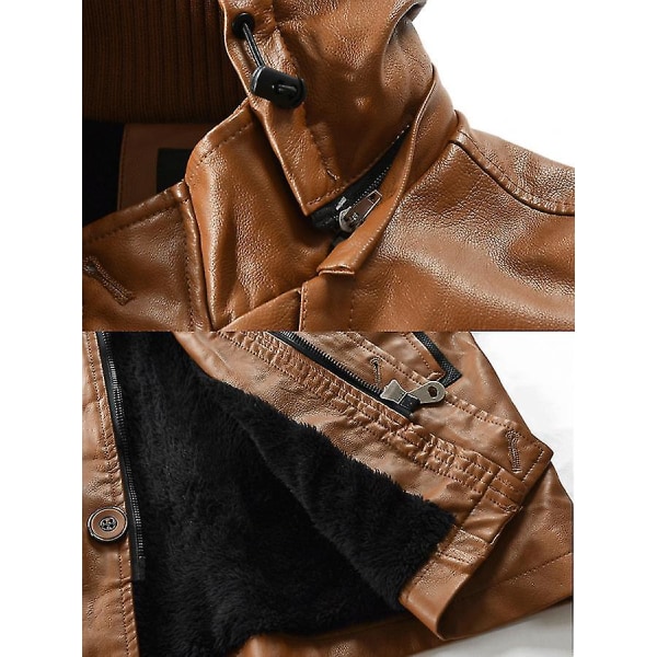 Sherpa-foret trenchcoat til mænd i imiteret læder Brown L