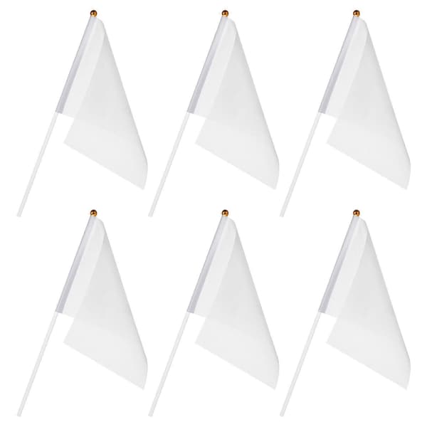 24 Pcs White Flags Handheld Flags Hand Waving Referee Flags Yard Lawn Marking Flags (White)