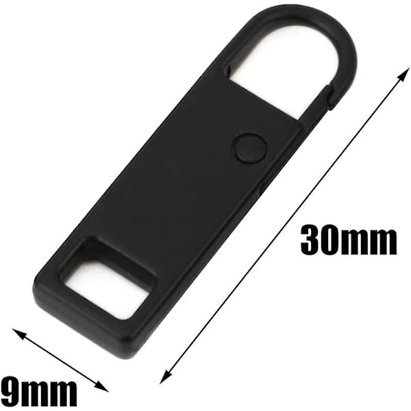Zipper Zipper Replacement Parts, 10 Pcs Black Zipper Pull Tabs Metal Replacement Zip Fixers