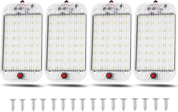 12V LED Interior Lighting 48 LED Car Lamp with On/Off Switch for Van Camper Boat 4 Pieces