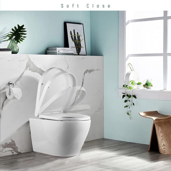Toiletsæde. Standard toiletsæde med soft-close og quick-release. Nem installation. U-formet toiletskål/Hvid