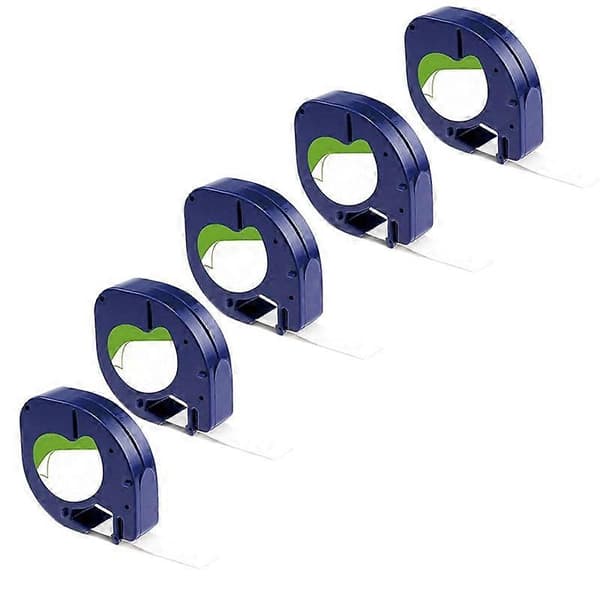 5-pack Compatible Label Tape Replacement for Letratag Black on White Self-Adhesive Paper Label Printer