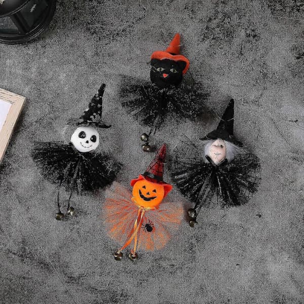 Halloween hengende dekorasjon heks gresskar 4 stk