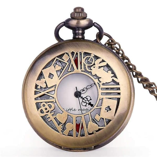 Lille Prinsen 175 Pronssinen kvartsitaskukello Retro Alice -teemainen tasku- ja riipuskello naisille
