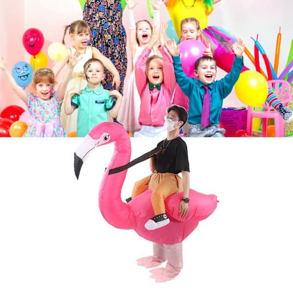 Oppblåsbart flamingokostyme i vanntett polyester for voksne på 150-190 cm