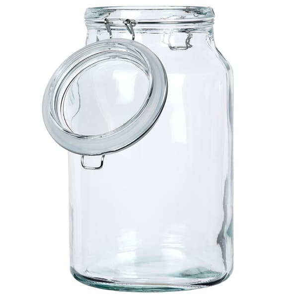 Tykt glasglas med tætsluttende låg og gummipakning