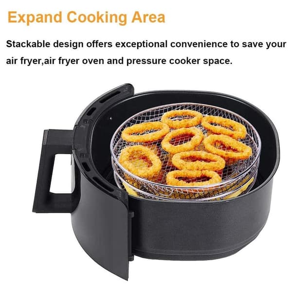 3-delt stabelbart airfryer-stativ, dehydrator-stativ i 304 rustfrit stål, airfryer-tilbehør