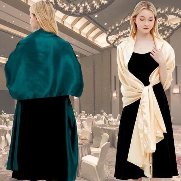 Soft silk scarf, solid color evening dress shawl, 240x65 cm, beige beige