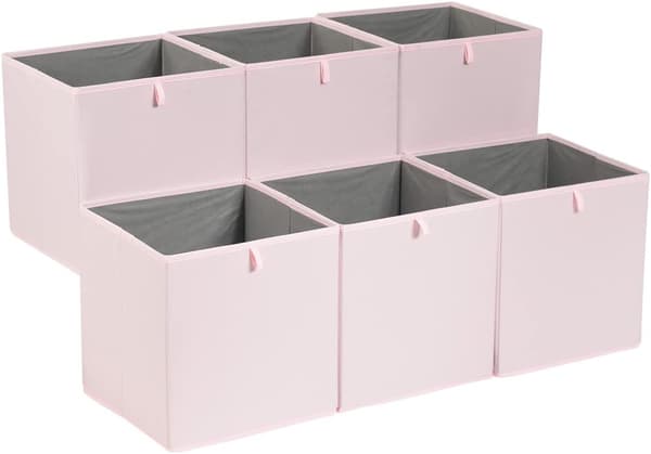 Stofopbevaringskuber, foldbare, 6-pak, pæonrosa
