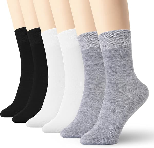 6-pakning høye bomullsstrømper for menn og kvinner - Svart og hvit Multicolor Multicolor Multicolor M