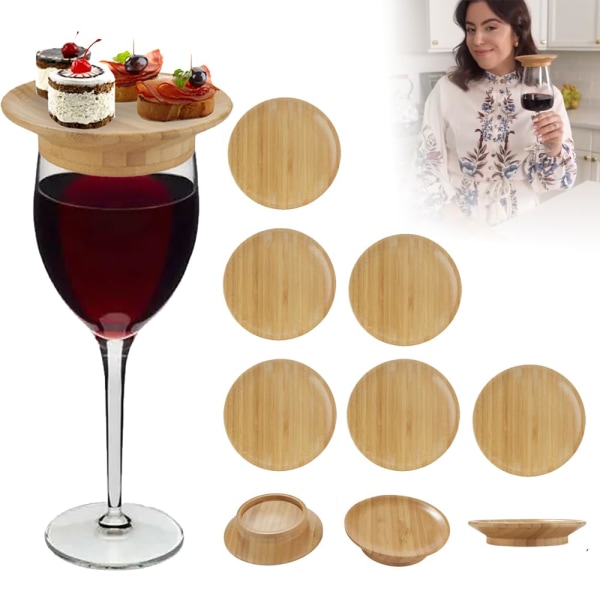 Vin Glas Charkuteribräda Topper, Vin Glas Charkuteribräda Topper, Bambu Vin Glas Topper Underlägg (10 Pack) 4pcs