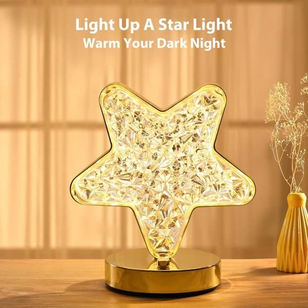 Rechargeable Crystal Table Lamp – Starry Light Effect – Touch Controlled Bedside Lamp – Adjustable Brightness – Available in 3 Colors