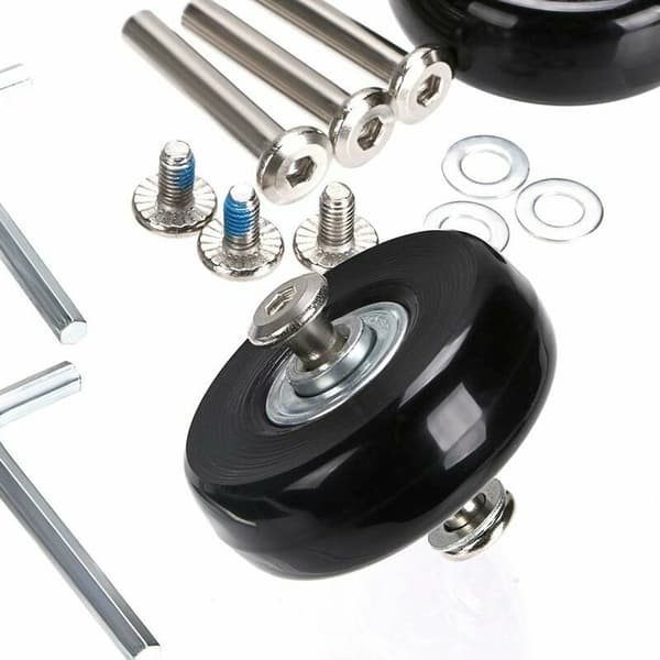 Sett med 4 svingbare reservehjul i gummi for reisekoffert, 45 x 18 mm