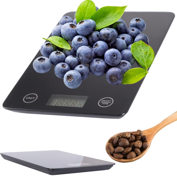 Digital køkkenvægt glas 5kg/1g brevvægt sort