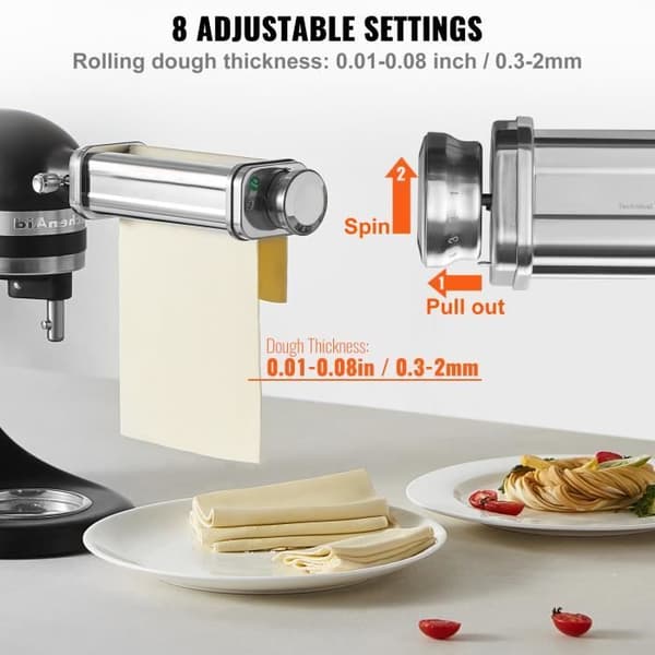 Pastamaskine - VEVOR - Pastarulle og tilbehør til KitchenAid Konditori i rustfrit stål