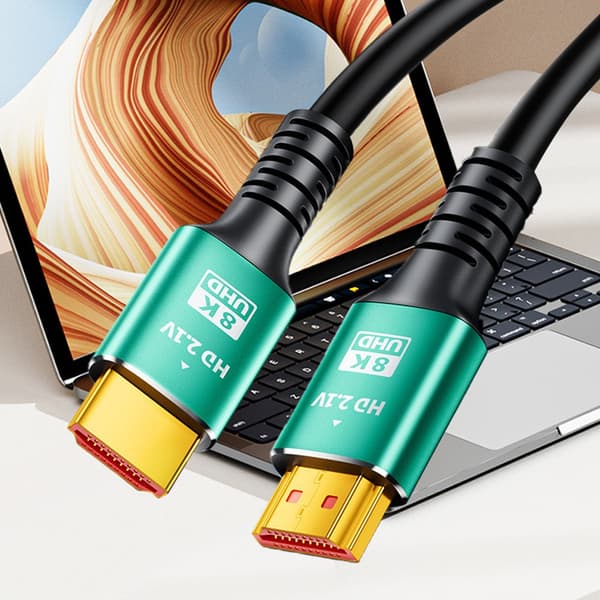 8K Ultra HD HDMI 2.1-kabel - Høyhastighetskabel for spill, TV, datamaskin og projektor - Grønn aluminiumslegering 1m