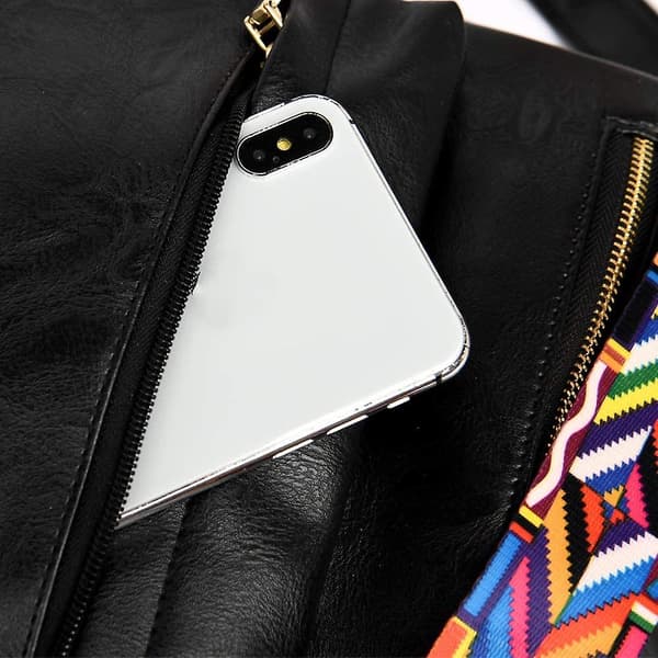Dammode Rygsæk Håndtasker Multifunktionelt Design Håndtasker og Skuldertaske Rejsetaske, med farverig rem sort sort black