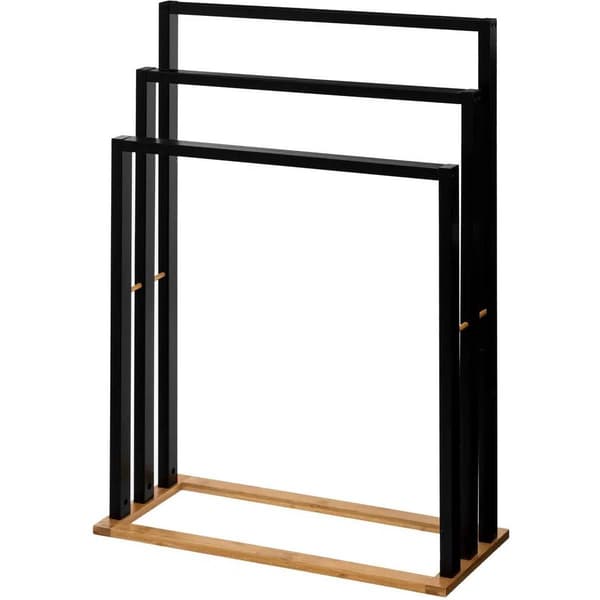 Stylish and practical towel rack in eco-friendly bamboo Svart black