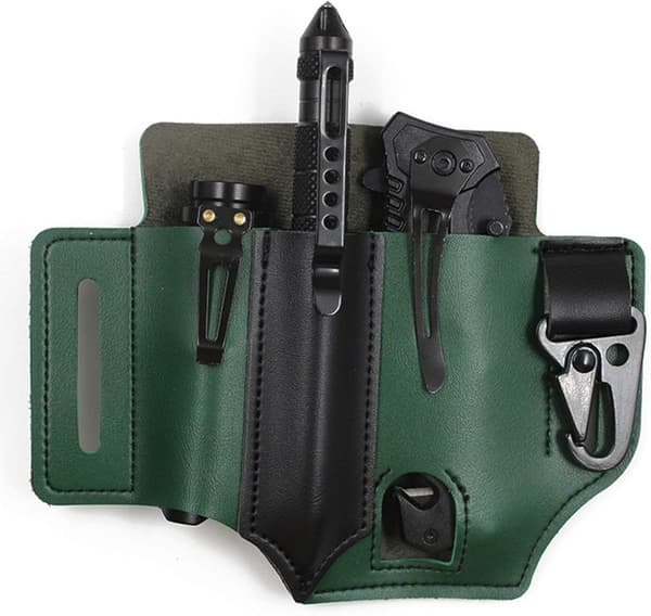EDC Läderfodral, Multifunktionellt EDC-verktyg PU-läder Midjeväska