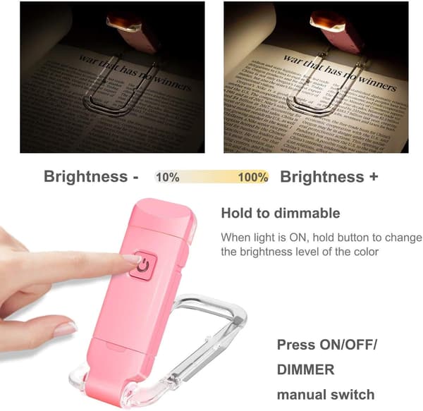 Boglæselampe USB genopladelig læselampe 3 lysstyrker