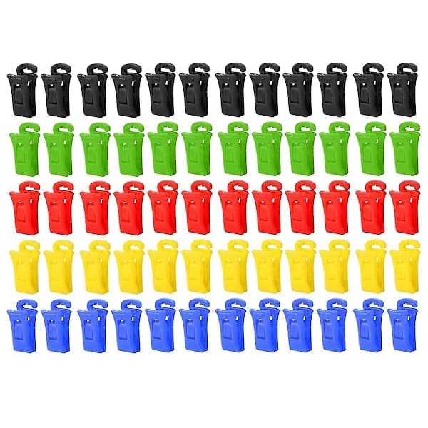 60 Sock Clips for Washing Machine and Dryer, Sock Clips with Hooks, Laundry Sock Clips, DirBY Multicolor
