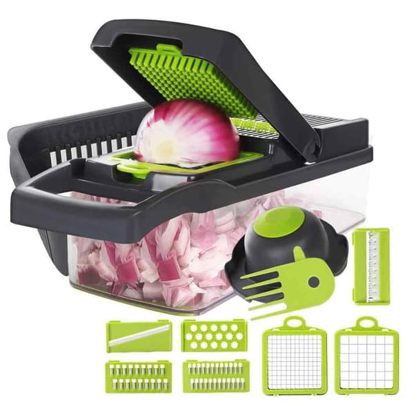7-in-1 Vegetable Chopper: Fast, Easy & Perfectly Cut Grön green