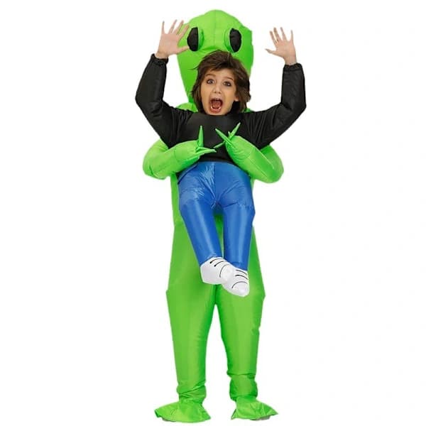 Oppusteligt dinosaurkostume til børn til Halloween & vandleg, Grøn