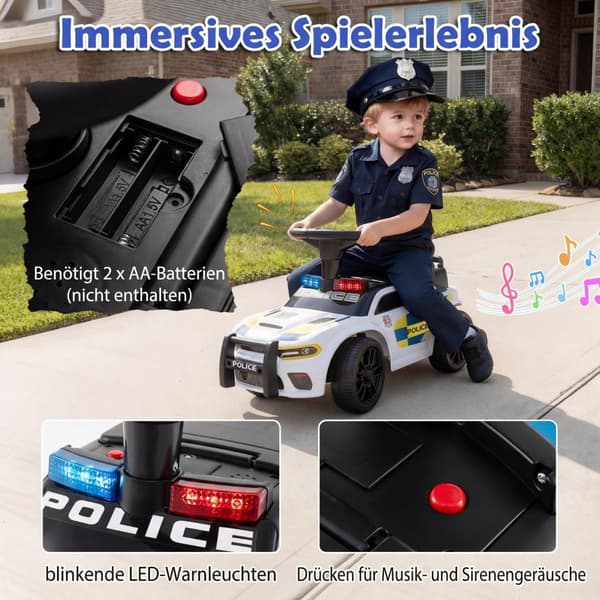 Poliisiauto taaperoille valoilla ja äänillä