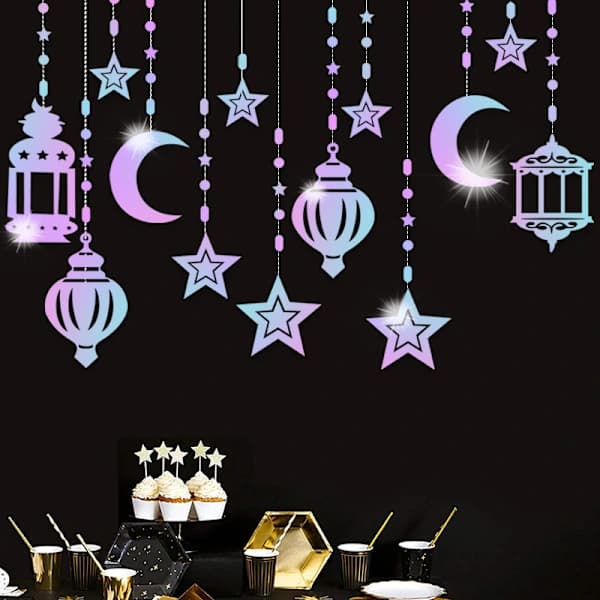 Stjerne- og månevedhæng til dekoration til Eid Mubarak Ramadan Kareem-fest 2025 2