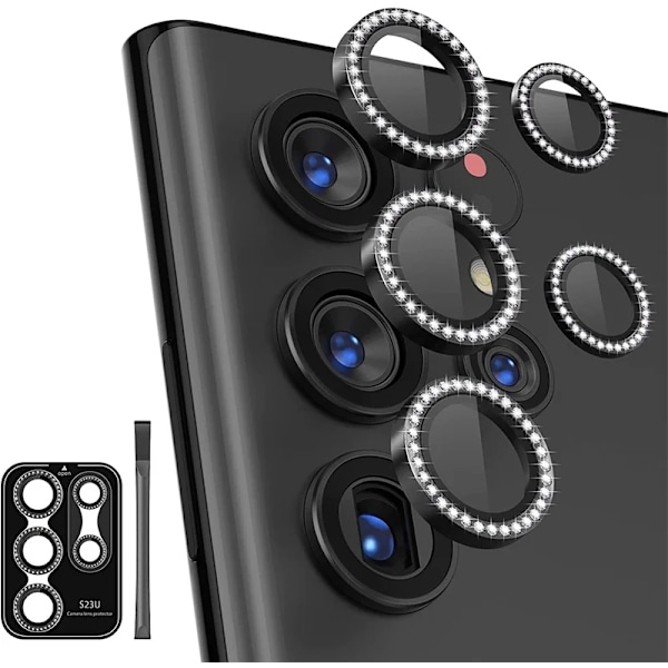 Sopii Samsung Galaxy S25Ultra S23 S24 Ultra S24 Plus S22Ultra timantti kimalteleva värikäs matkapuhelimen linssin suojakalvo musta-Z Black-Z For Samsung S24 Plus