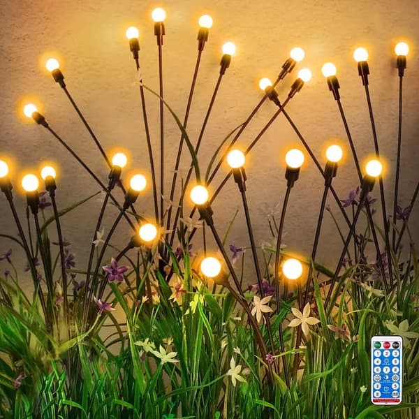 INF Solcelledrevet hagebelysning Firefly med 8 LED-lamper 4-pakning Varm vit