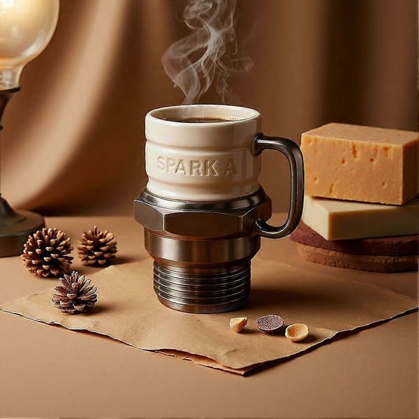 Ceramic Coffee Mug Shaped Like a Spark Plug - New Coffee Cup for Car Enthusiasts and Mechanics