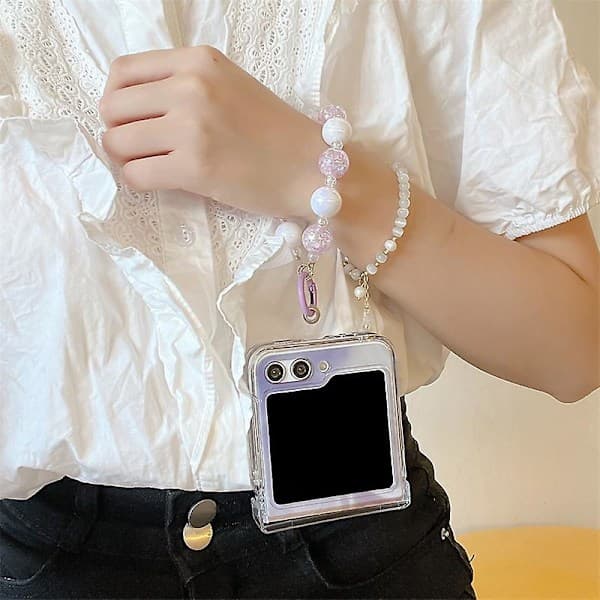 Samsung Galaxy Z Flip 5 Case, Cute Star Case With Wristband, Slim Shockproof Protective Case