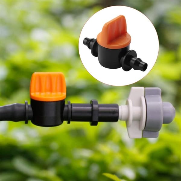 50 pcs 1/4 inch Hose Mini Valve 4/7 mm Hose Guide Adapter Barbed Agricultural Drip Irrigation System Coupling