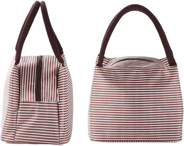 Insulated Foldable Lunch Bag with Zipper, Reusable, Brown, 1 Piece