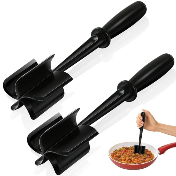 2-delt kjøttkvern, hamburger kjøttskjærer, profesjonell varmebestandig nylon, kjøttmos og kjøttkvern, - kjøkkenverktøy non-stick blenderhakker Meat masher black