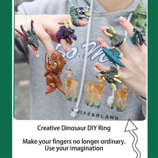 6-pakning dinosaurringer for barn, vitenskapelig leketøy, kreativ pynt for gutter