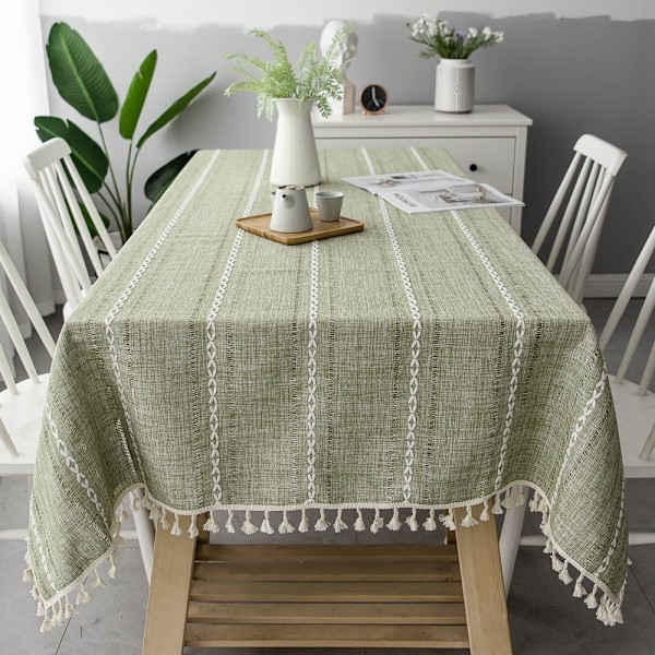 Rektangulær duk i bomulls-lin stoff, rektangulære duker grønn Green 90x140cm