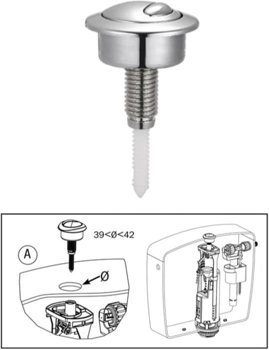 Dobbeltskylling med trykknapp for Siamp toalettcistern for Optima 49 WC Twyford Vitra (1 stk)