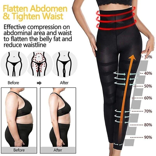 Slimming Anti Cellulite Compression Leggings Ben Shaper Svarta byxor med hög midja L