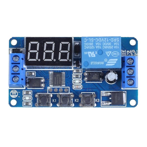 Automatisering DC 12V LED-display Digital Forsinkelsestimer Kontrollbryter Relémodul