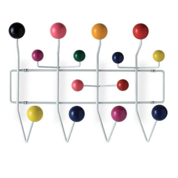 Mid-Century Wall Mounted Coat Rack with 14 Hooks and Solid Wood Ball Knobs for Hallway Bedroom Bathroom Multicolored