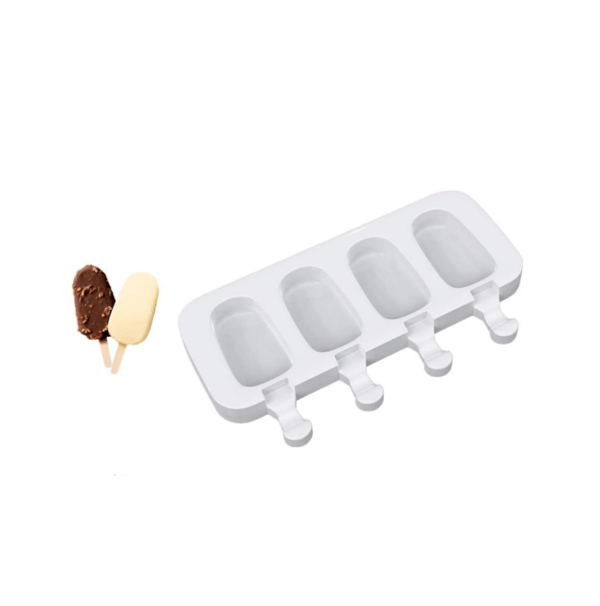 Isform til hjemmelavede ispinde og cakepops, 4-hullers ovale silikoneforme, gennemsigtige DIY-forme til kagedekoration [HK] 1 Pack